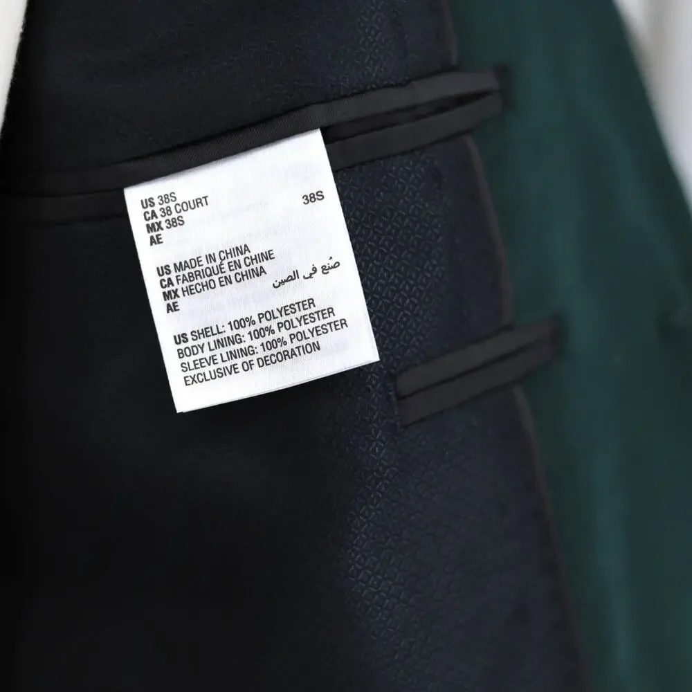 Alfani Men's Solid Green Velvet Slim Fit Classic Suit Blazer Sport Coat Size 38S